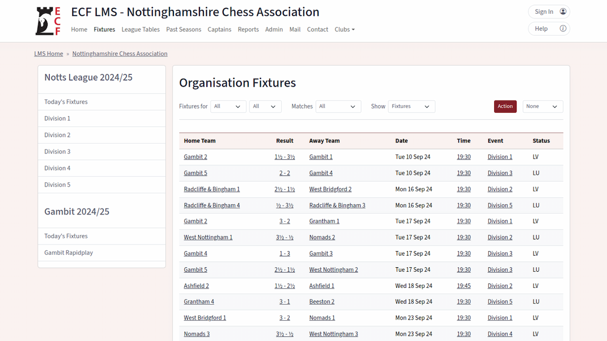 ECF League Management System